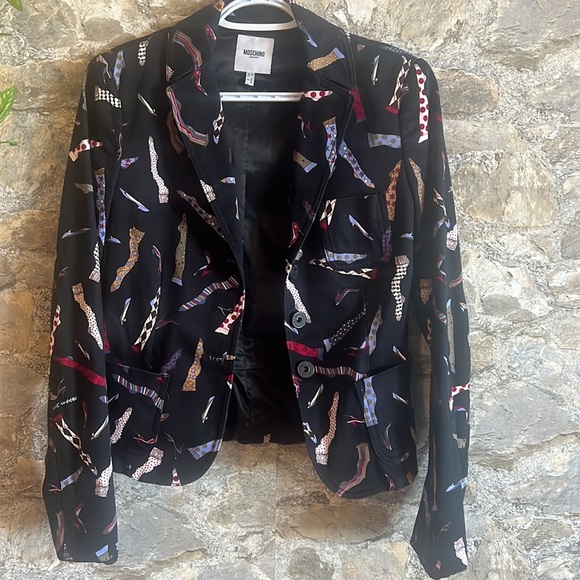 Moschino Jeans Vintage Women’s Blazer Jacket Multicolour Socks Pattern Over - Picture 5 of 6